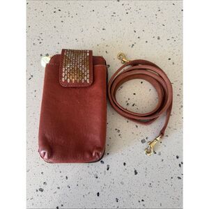 Calleen Cordero Brandy Leather Cell Phone Wallet  Organizer Crossbody bag Clutch